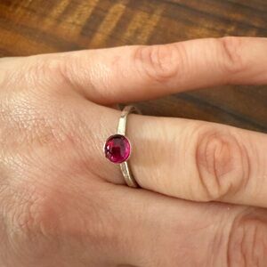 HANDCRAFTED STERLING SILVER RING Size 9 with natural ruby